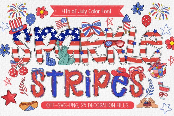Sparkle Stripes: A Festive Font for Your 4th of July Designs